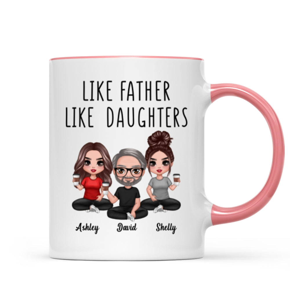 Like Father Like Daughter Son Doll Dad And Daughters Sons Sitting Father's Day Gift Personalized Mug