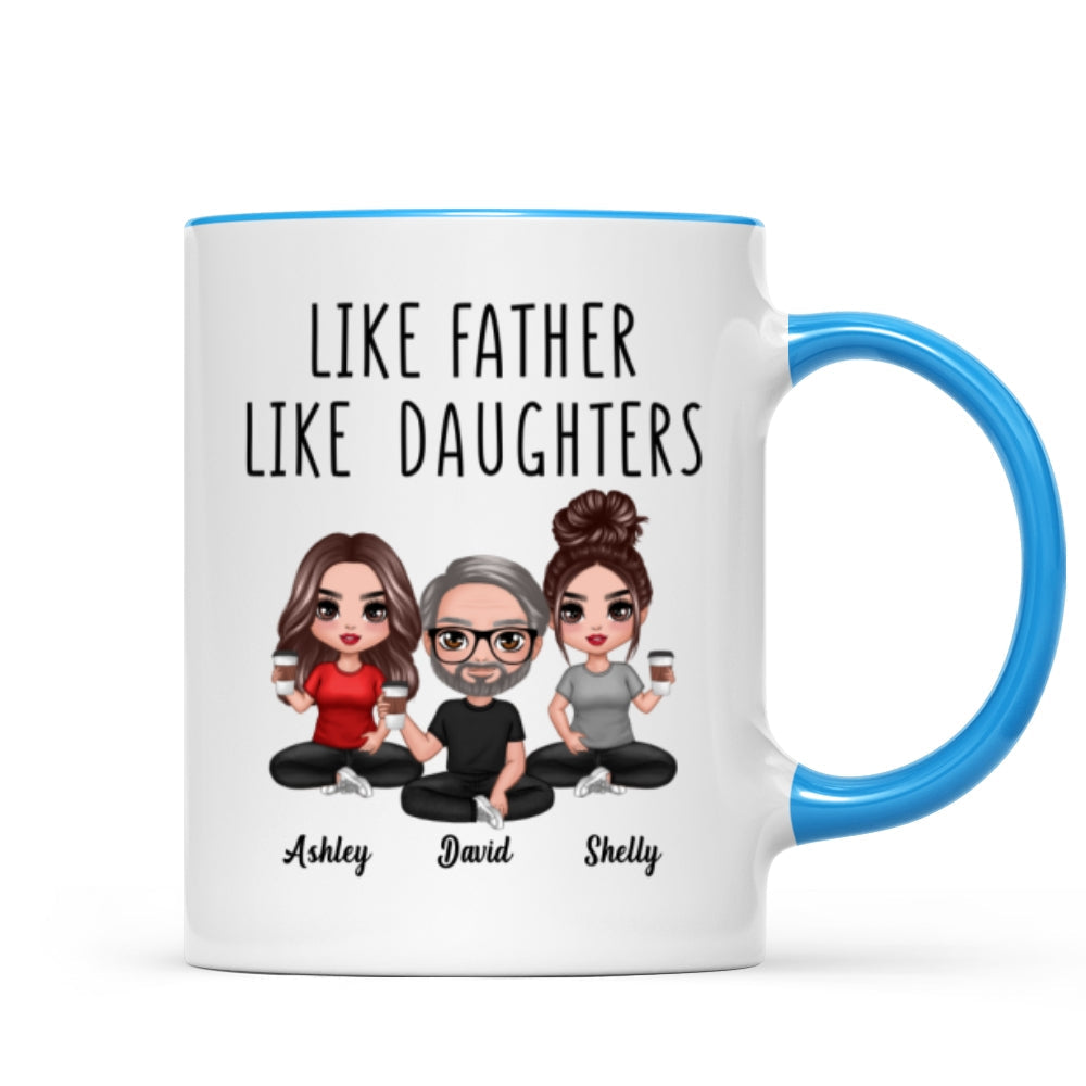 Like Father Like Daughter Son Doll Dad And Daughters Sons Sitting Father's Day Gift Personalized Mug