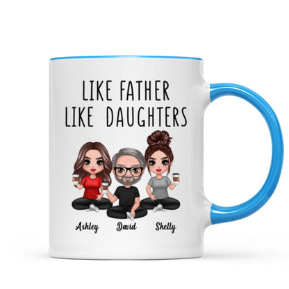 Like Father Like Daughter Son Doll Dad And Daughters Sons Sitting Father's Day Gift Personalized Mug