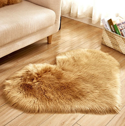 Plush Heart Shaped Carpet Non-Slip Mat Fluffy Rug Floor