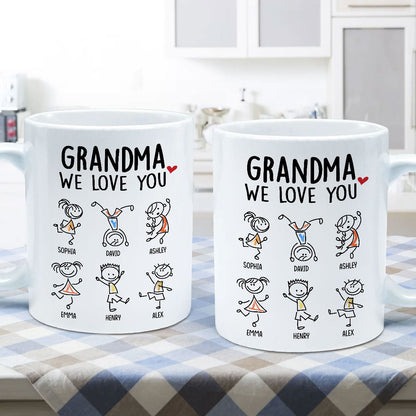 Drawing Kids We Love You Gift For Dad Mom Grandma Grandpa Personalized Mug