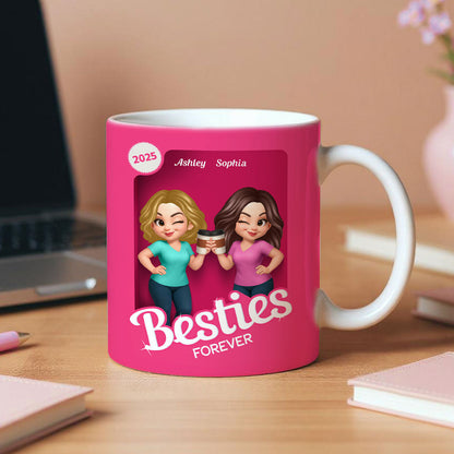 Besties Partner In Crime Pink 3D Effect Action Figure Personalized Mug
