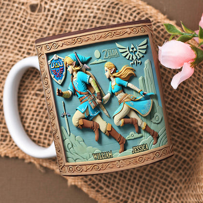 Personalized Gift For Game Loving Couple White Mug, Adventurer & His Princess 04QHDT231224