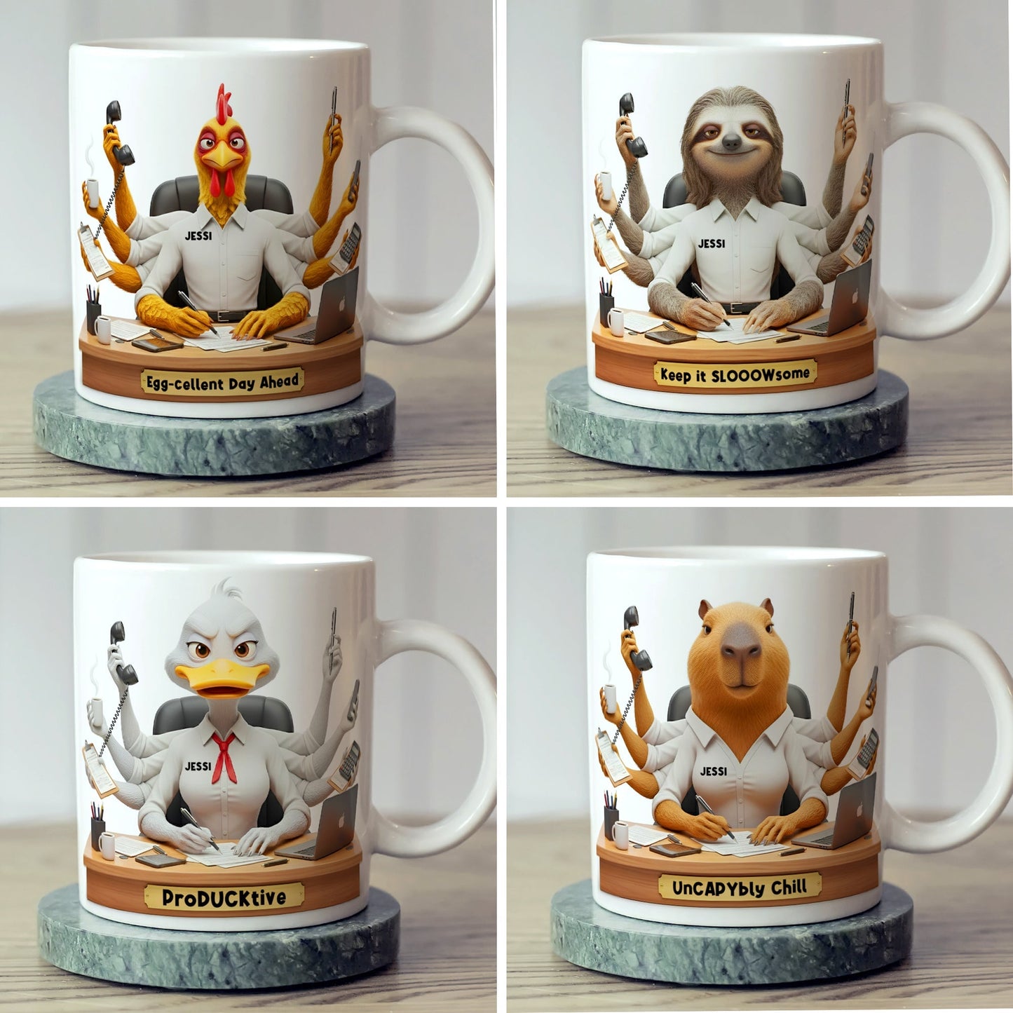 Funny Overworked Animal Office Coffee Mug - Personalized Gifts For Officers 05TOLU131125