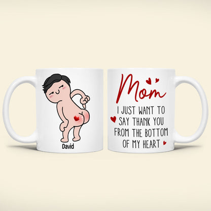 Personalized Gifts For Mom Coffee Mug Thank You From The Bottom Of My Heart Funny Mother's Day Gifts