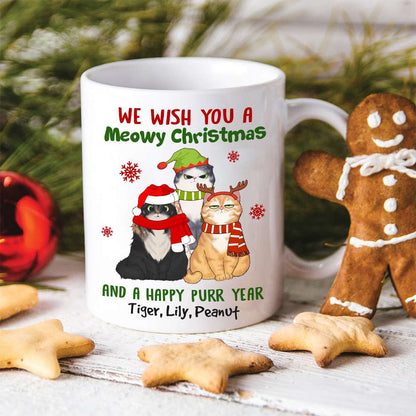 We Wish You a Meowy Christmas And A Happy Purr Year, Personalized Cat Christmas Mug, Christmas Gift