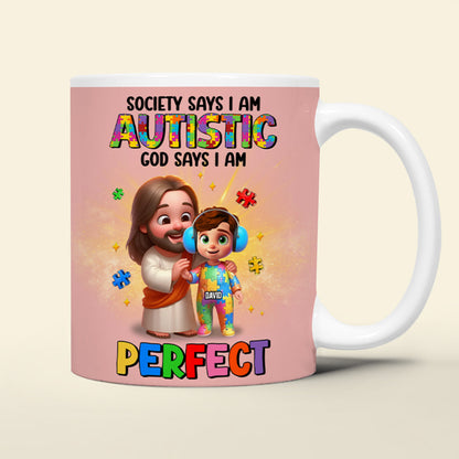 Personalized Gifts For Autism Kid Mug, God Protect Him/ Her In His Arms 01qhtn050325