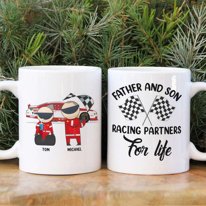Father And Son Racing Partners For Life Personalized Mug, Gift For Family
