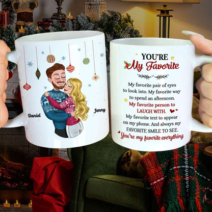 You're My Favorite, Couple Gift, Personalized Coffee Mug, Couple Hugging Mug, Christmas Gift
