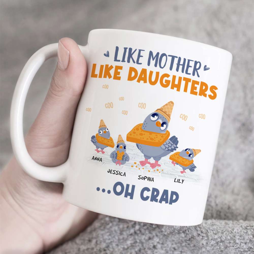 Like Mother Like Daughter, Gift For Mom, Personalized Mug, Pigeon Bird Mug, Mother's Day Gift