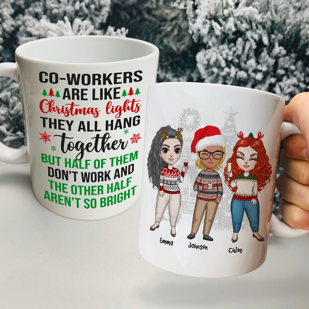 Coworkers Are Like Christmas Lights, Personalized Coworkers Christmas Mug, Christmas Gift