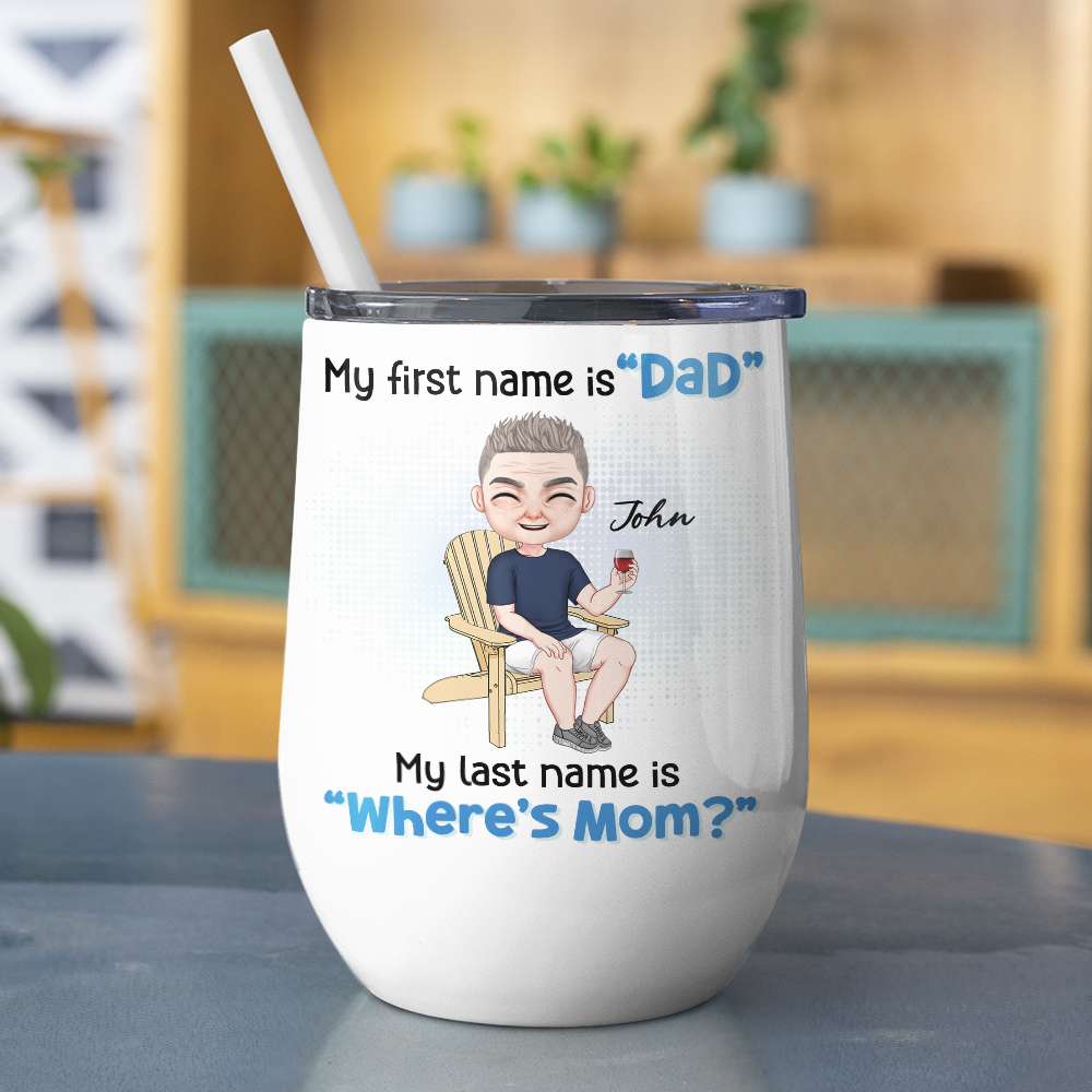 My First Name Is Dad, Gift For Dad, Personalized Mug, Man Sitting Mug, Father's Day Gift