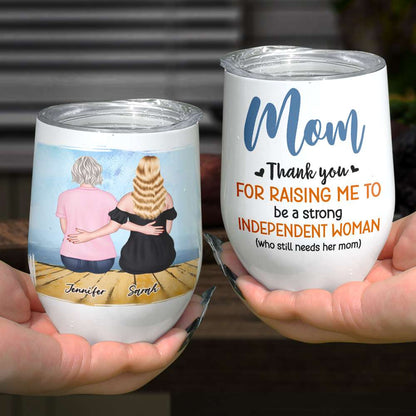 Mom, Thank You For Raising Me, Gift For Mom, Personalized Mug, Mom And Daughter Sitting Mug, Mother's Day Gift