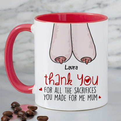 Thank You For All The Sacrifices, Gift For Mom, Personalized Mug, Saggy Boobs Mug, Mother's Day Gift