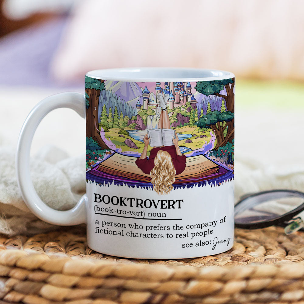 Personalized Gifts For Girl Book Lover white edge to edge mug Booktrovert 03XQMH030125TM