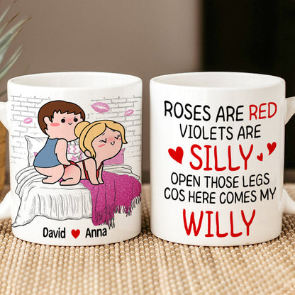 Personalized Gifts For Couple Coffee Mug Open Those Legs Cos Here Comes My Willy Funny Valentine's Gifts