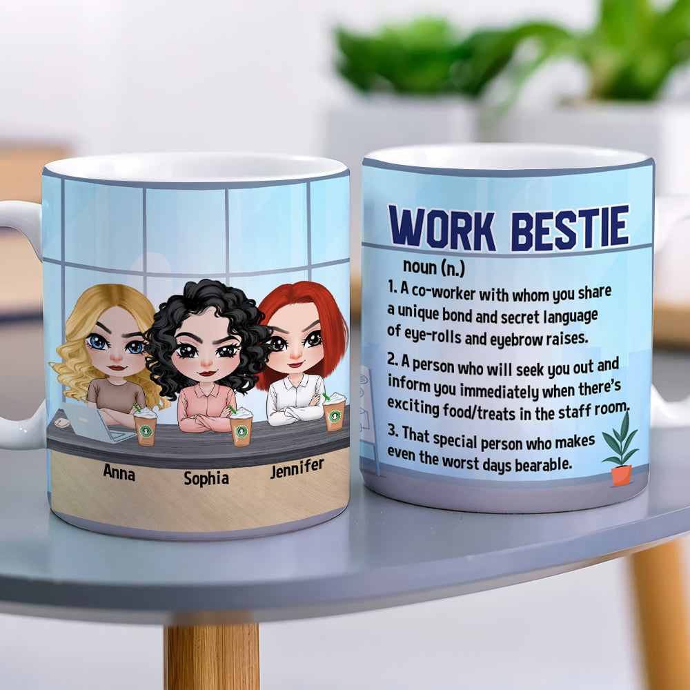 Work Bestie, Gift For Coworkers, Personalized Mug, Coworkers Friends Mug