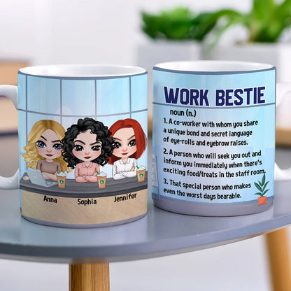 Work Bestie, Gift For Coworkers, Personalized Mug, Coworkers Friends Mug