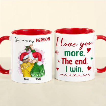 I Love You More The End I Win, Couple Christmas Accent Mug