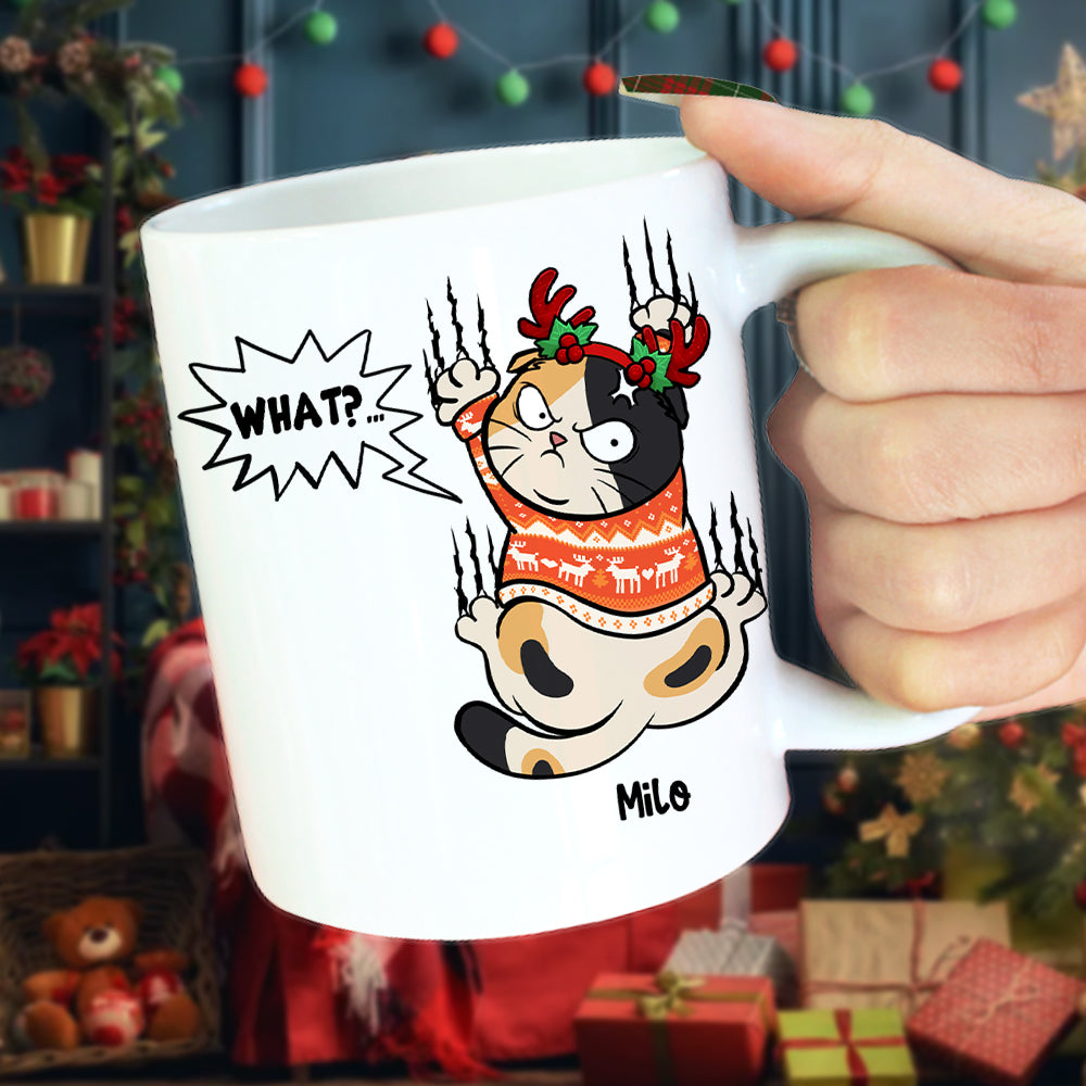 Gift For Cat Lover, Personalized Mug, Cat Scratching Mug, Christmas Gift