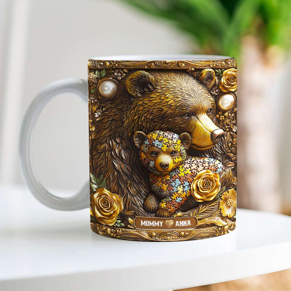 Personalized Gifts For Mom Coffee Mug, Autism Mama Bear 02TGMH240225