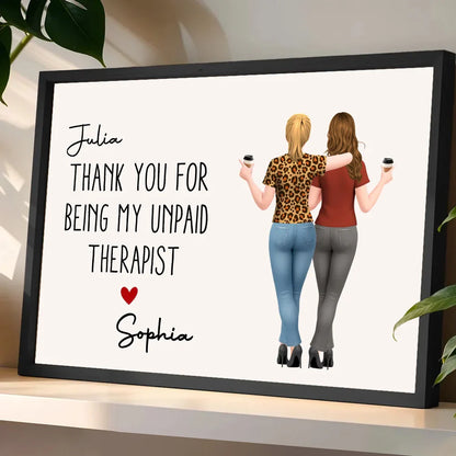 Poster, Hugging Friends Illustration, Customizable Wall Art for Best Friend or Coworker, a unique thank-you gift