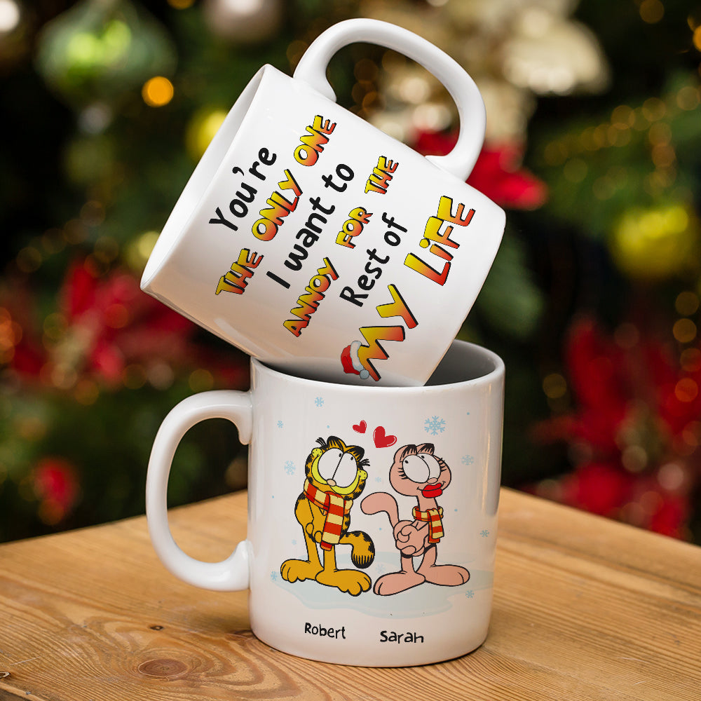Cat Couple You're The Only One I Want To Annoy, Personalized White Mug, Christmas Gift For Couples