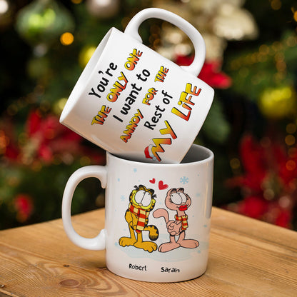 Cat Couple You're The Only One I Want To Annoy, Personalized White Mug, Christmas Gift For Couples