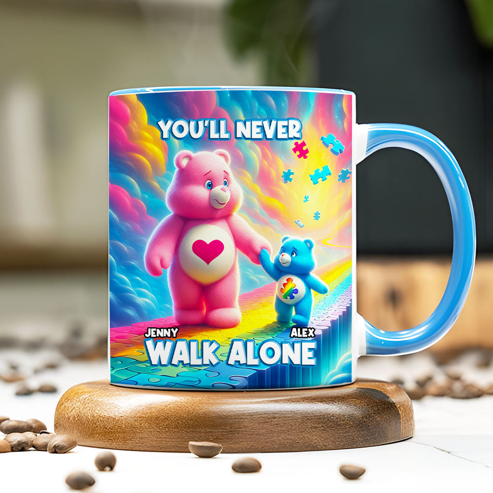 Personalized Gifts For Autism Bear Mom Coffee Mug, You'll Never Walk Alone 04TGMH250225