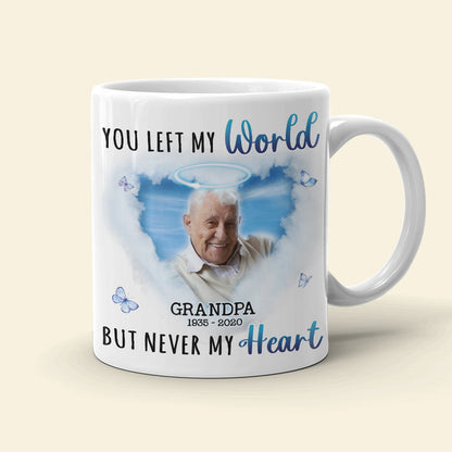 You Left My World But Never My Heart, Custom Photo Coffee Mug, Heaven Gift, Memorial Gifts