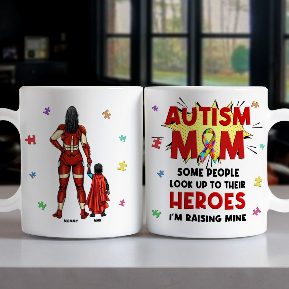 Personalized Gifts For Autism Mom Coffee Mug Mother's Day Super Mom And Kids 041TOMH240225PA
