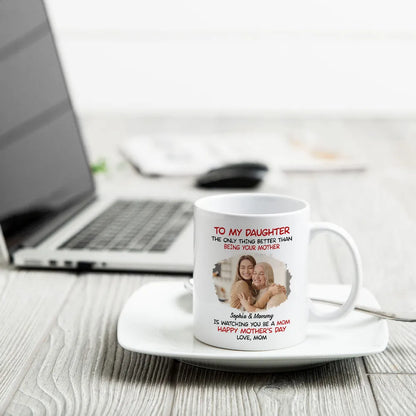 Mother's Day Exclusive Gift Ceramic Mug, Poster, and Plaque Featuring Hugging Scene with 'To My Daughter, Happy Mother's Day'