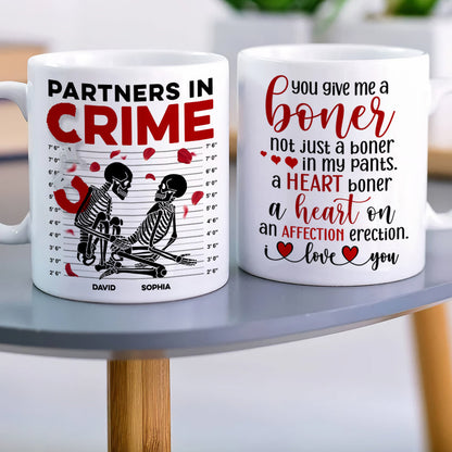 Partners In Crime-Gift For Couple-Personalized Wine Tumbler-Skull Funny Couple Wine Tumbler