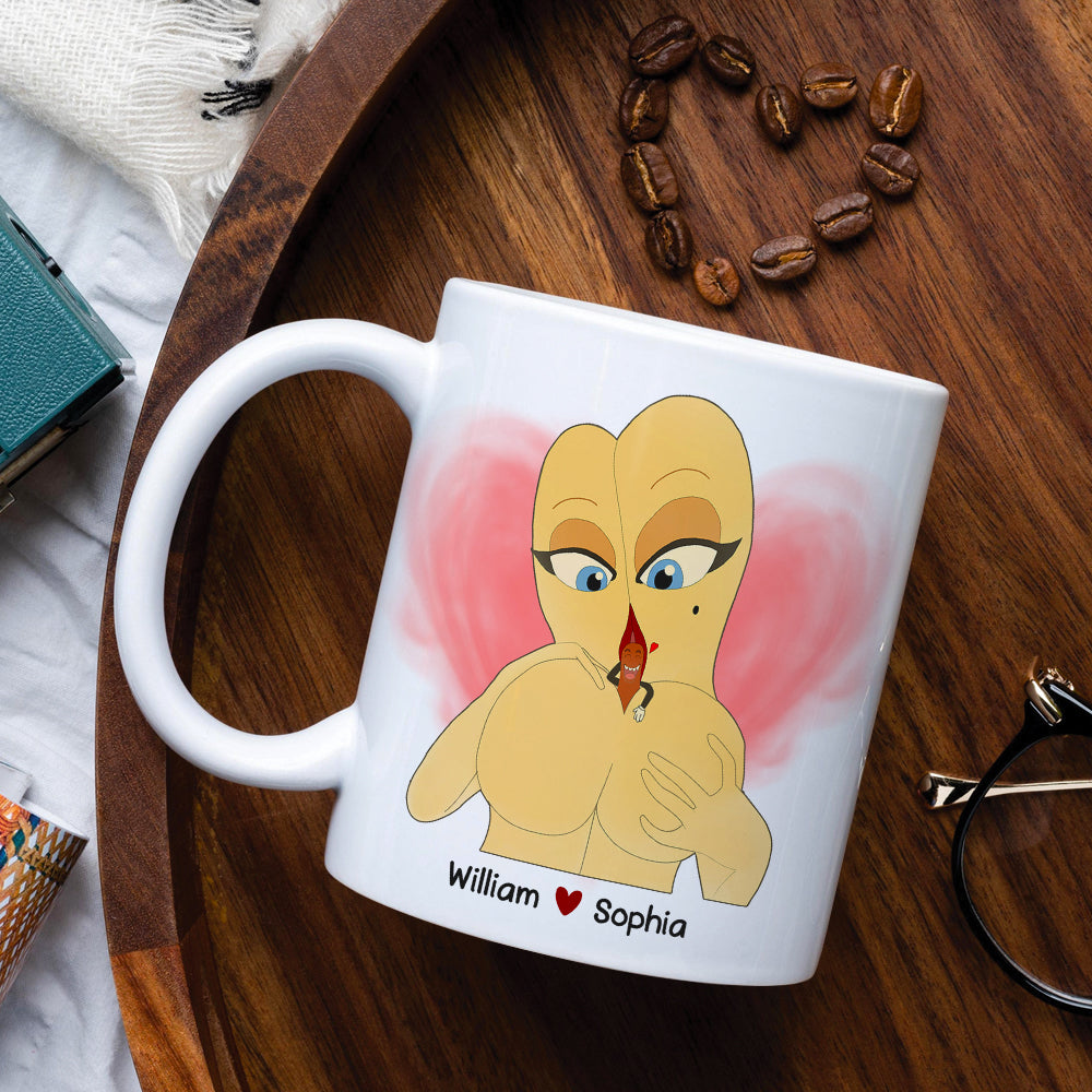 I Love You With All My Boobs Personalized Mug, Funny Couple Gift