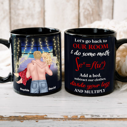 Let's Go Back To Our Room & Do Some Math, Personalized Couple Black Mug