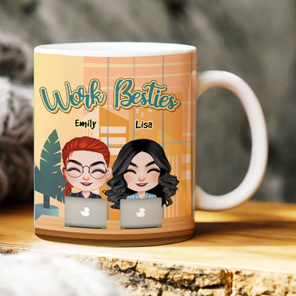 Work Besties, Gift For Coworkers, Personalized Mug, Funny Coworker Friends Mug