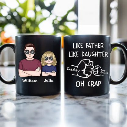 OH CRAP Fist-Bump Duo White Ceramic Mug, Custom Fist-Bump Cup, Creative Fathers Day Gift from Daughter