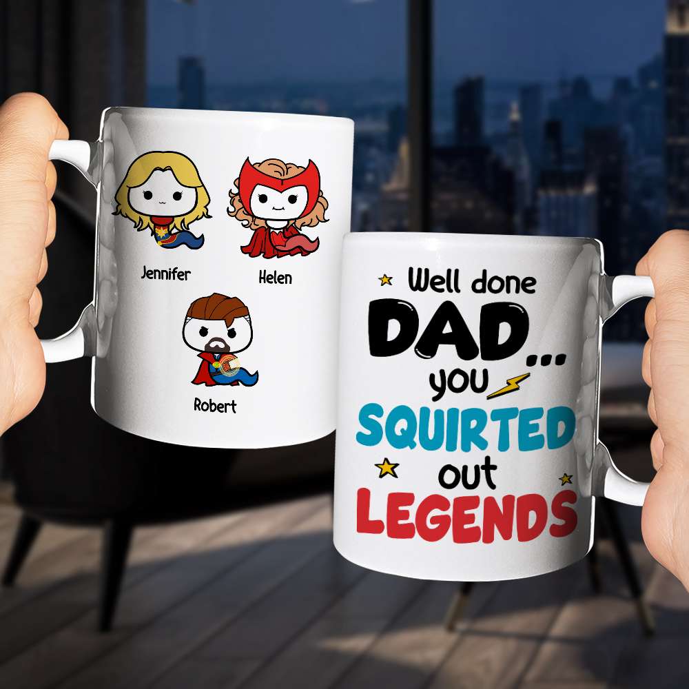 Well Done Dad, Gift For Dad, Personalized Mug, Super Sperm Kids Coffee Mug 04HUHN100423