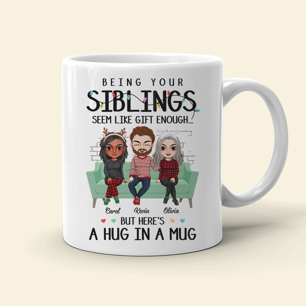 A Hug In A Mug, Personalized Mug, Gifts For Sibling