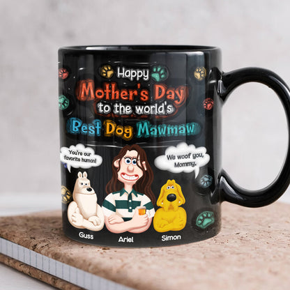 Personalized Gifts For Mom Black Coffee Mug - Dog Mom & Her Furry Babies 03KALU060225PA