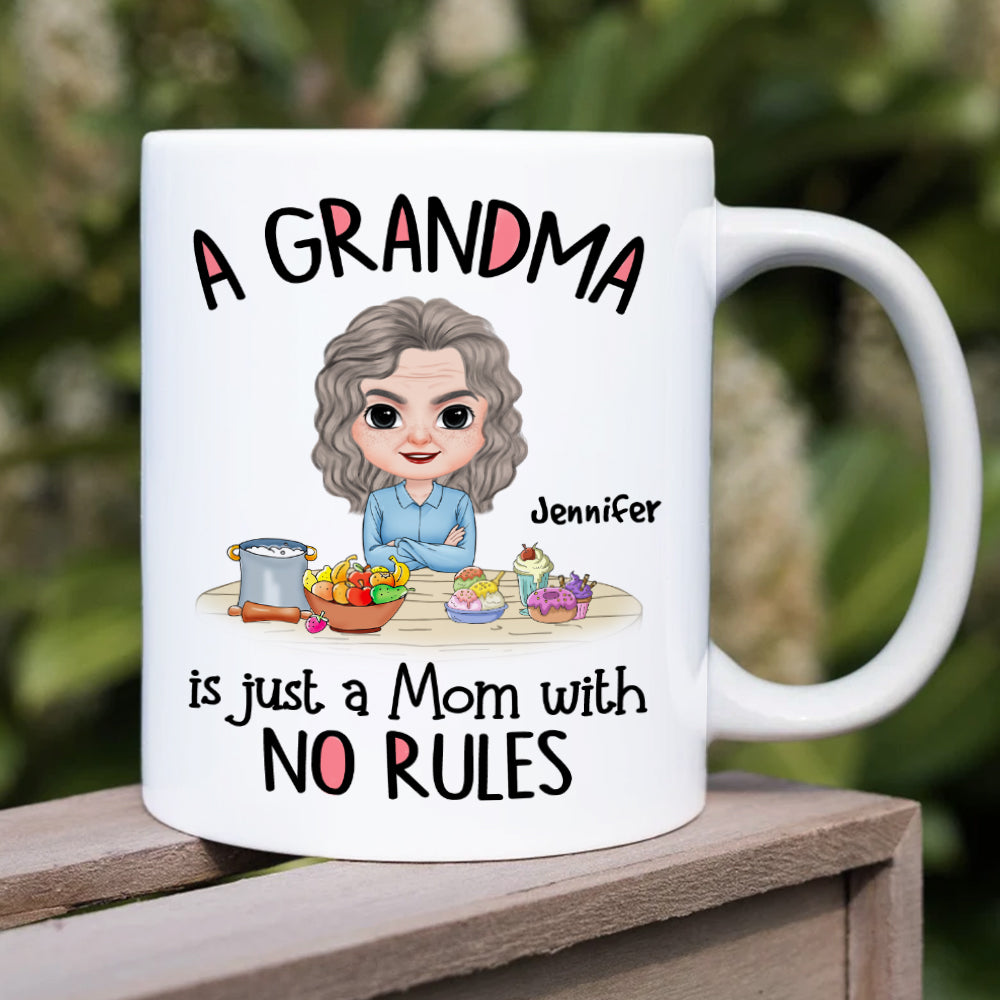 A Grandma Is Just A Mom With No Rules, Personalized Mug, Gift For Mom, Mother's Day Gift