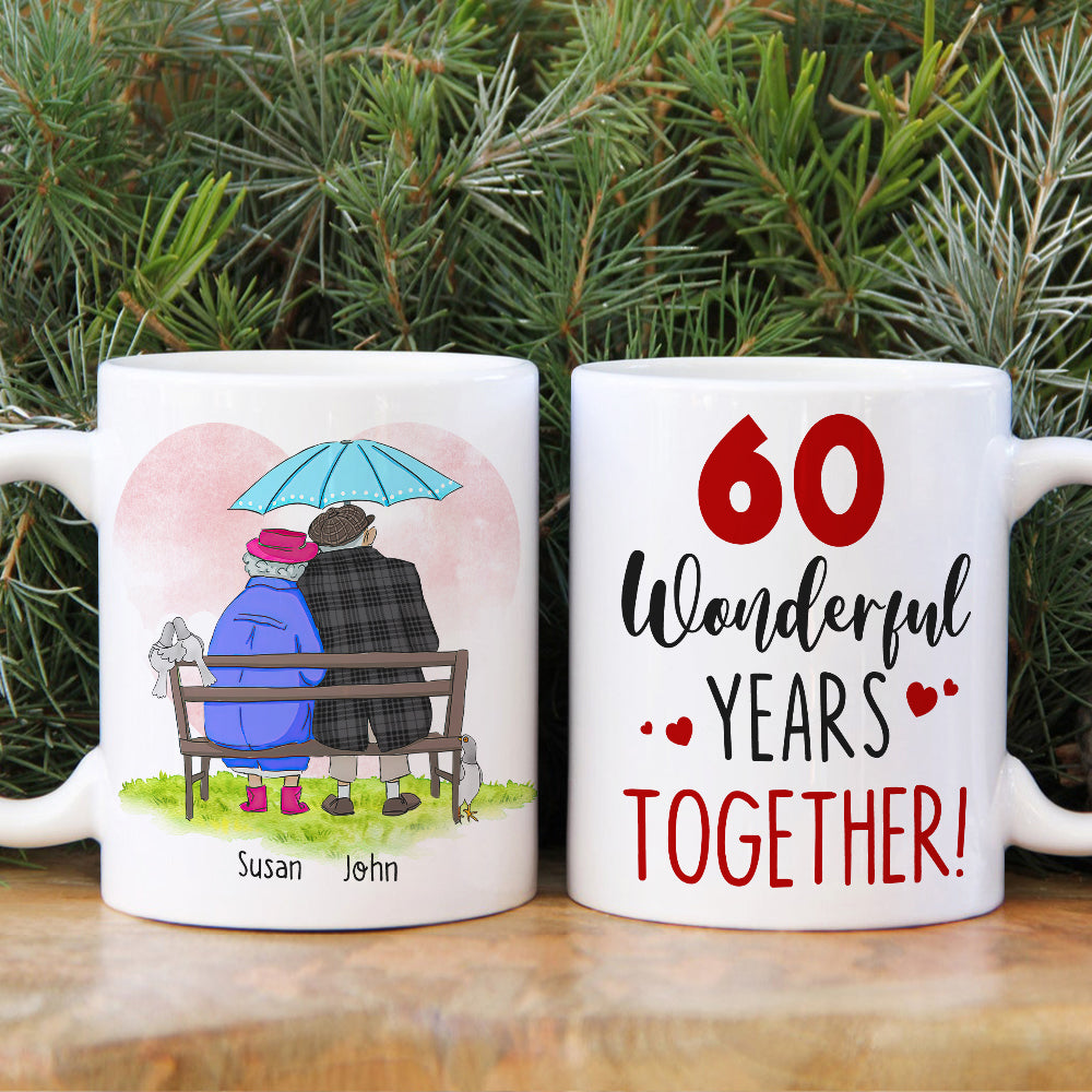 Anniversary Wonderful Years Together, Valentine Day Happy Forever Couple Married White Mug Gift For My Wife My Husband