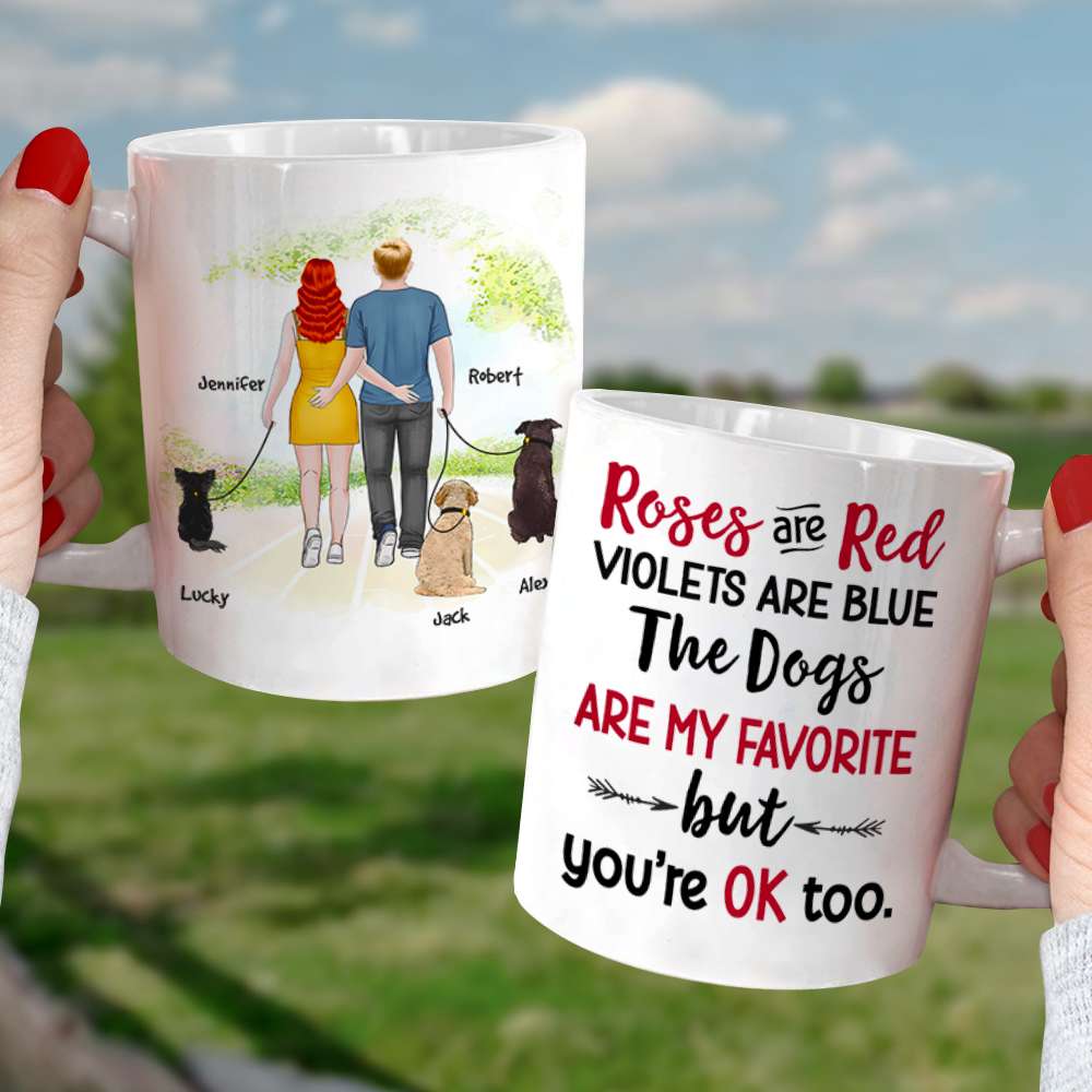 Roses Are Red, Violets Are Blue, Gift For Couple, Personalized Mug, Dog Walking Mug, Anniversary Gift