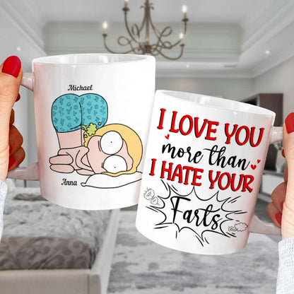I Love You More Than I Hate Your Farts Personalize Couple White Mug, Accent, Wine Tumbler