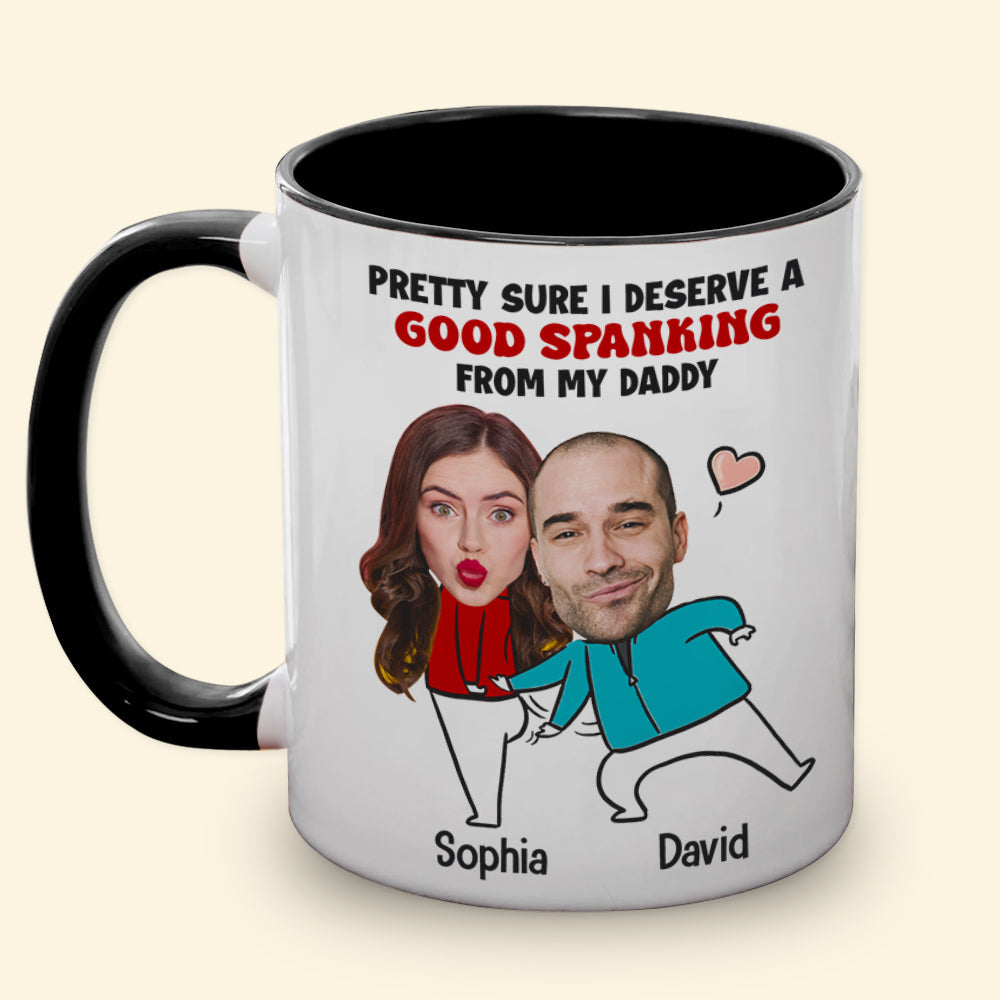 I Love Spanking Your Bouncy Butt, Funny Custom Couple Face Accent Mug, Gift For Couple, Valentine's Gifts