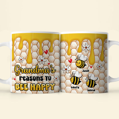 Grandma's Reasons To Bee Happy, Personalized Mug, Gifts For Grandma