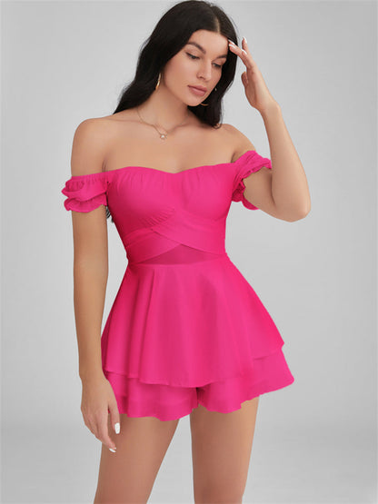 GLENDALE Satin Ruffle Strapless Mini Dress