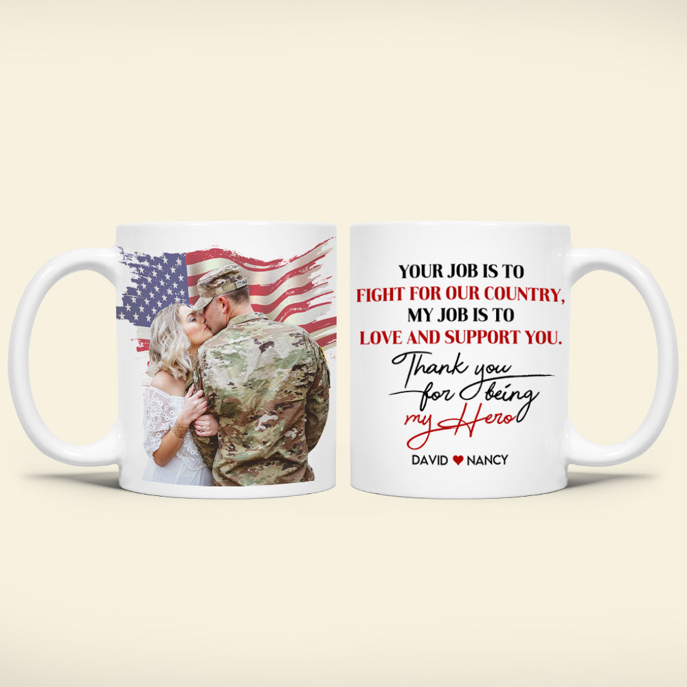 Thank You For Being My Hero, Personalized Military Mug, Gifts For Husband