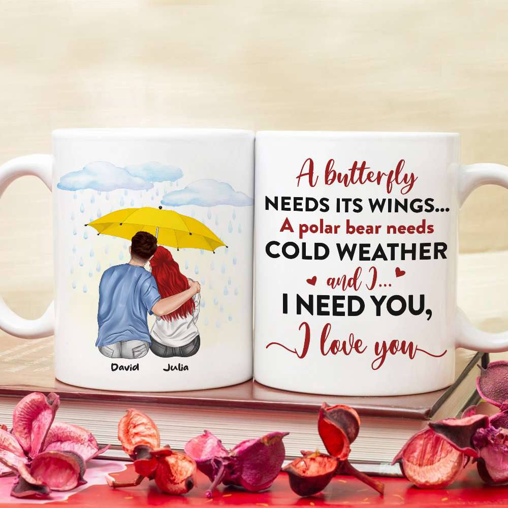 A Butterfly Needs Its Wings I Need You Personalized Couple Mug, Gift For Couple