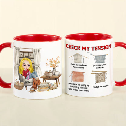 Personalized Gifts For Knitting Lover Accent Mug Women Sitting Knitting Check Tension 04XQMH020824HH